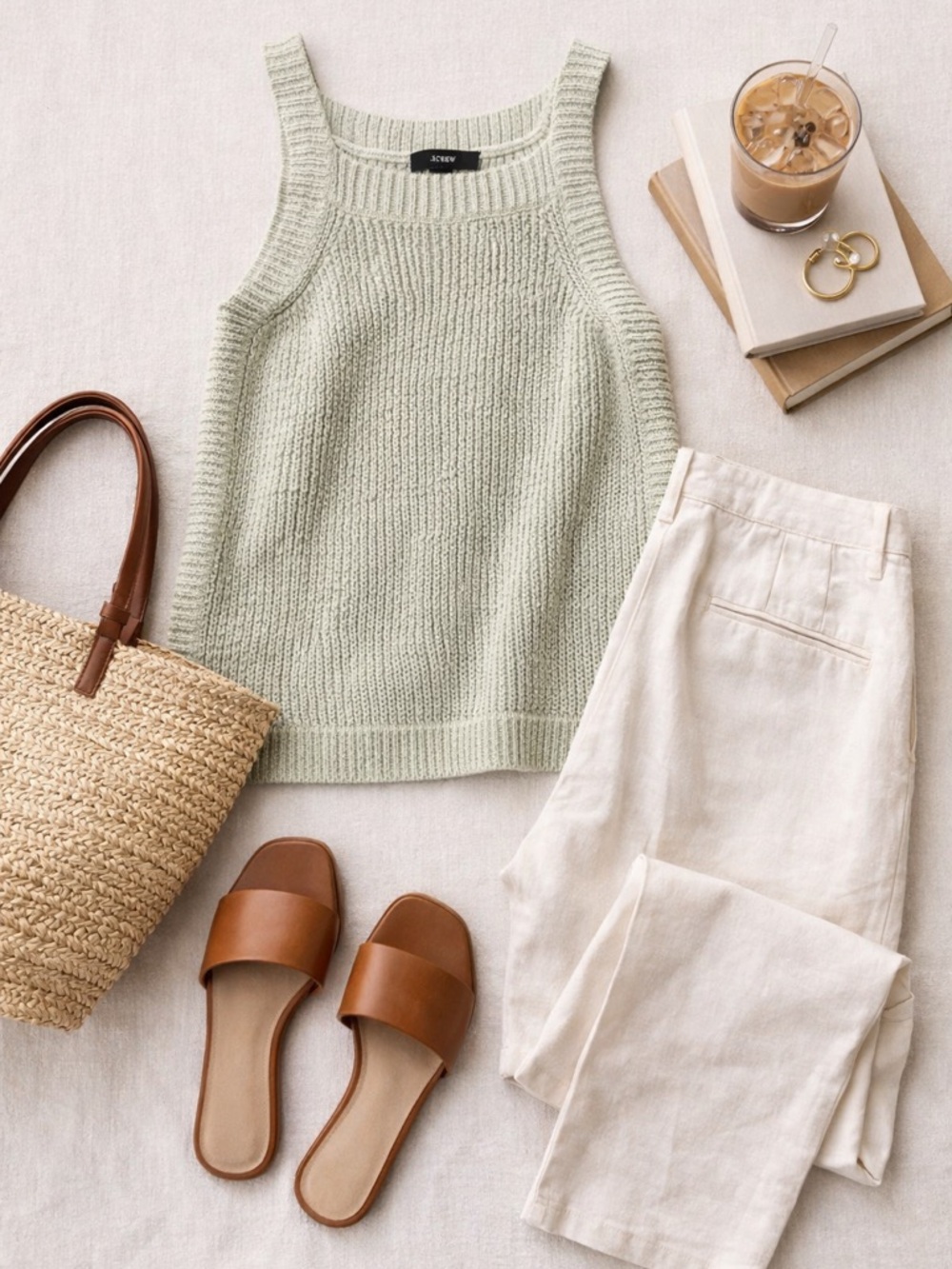 J. Crew Pale Sage Knit Tank Top